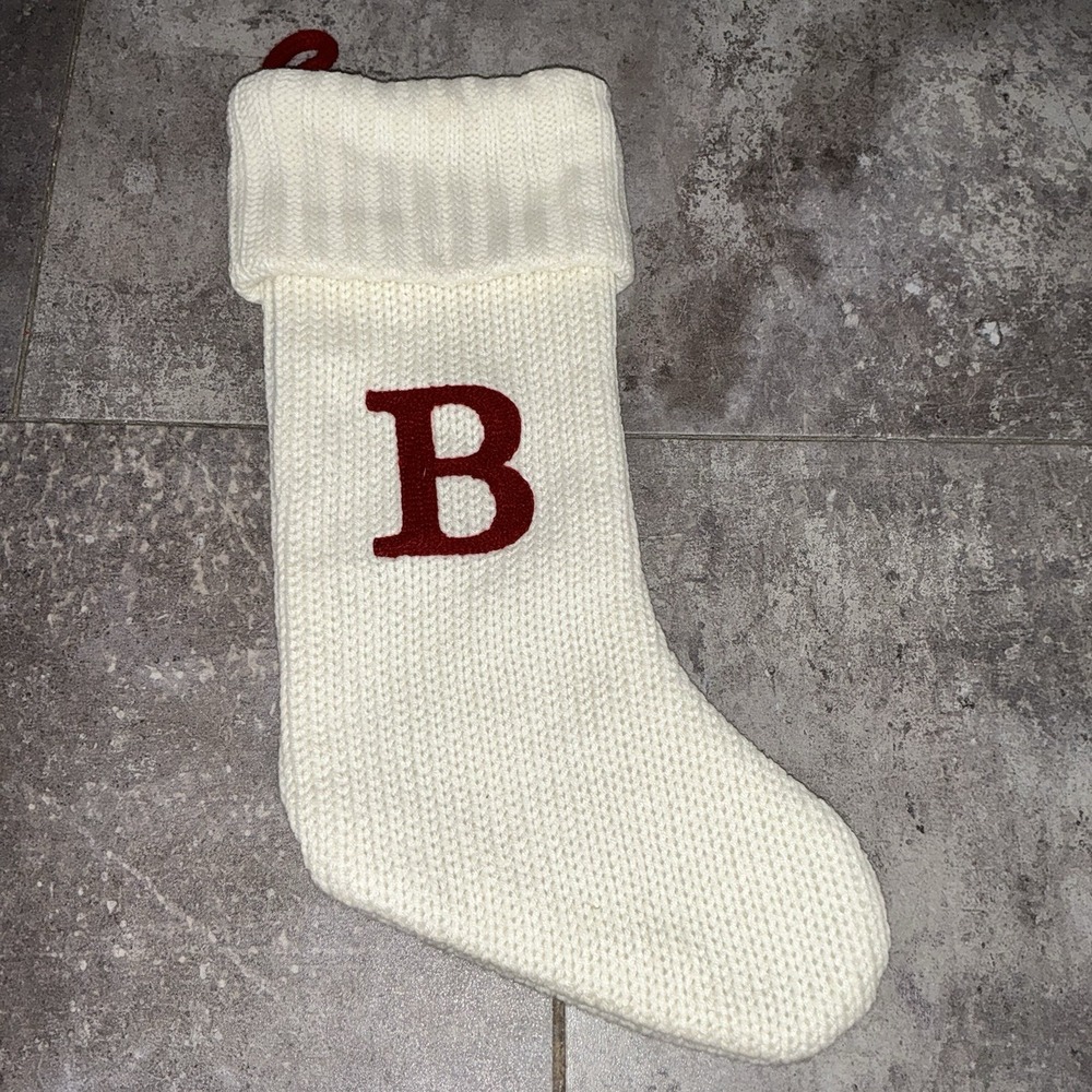 Wondershop Monogram Christmas Stocking Letter B Initial White Knit Target Xmas